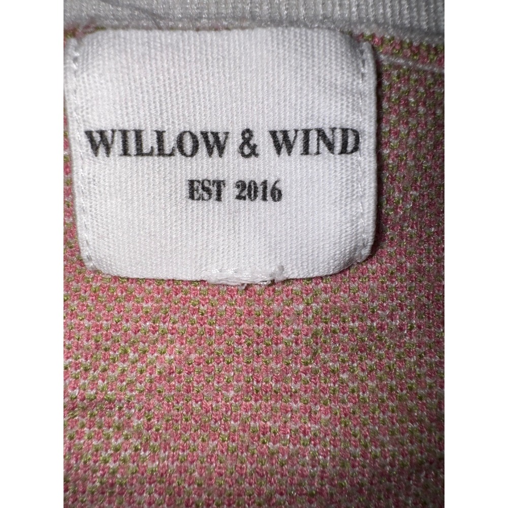 Willow & Wind Women's Pink Rose Floral Cropped Cardigan Sweater V-Neck Small - Picture 4 of 7